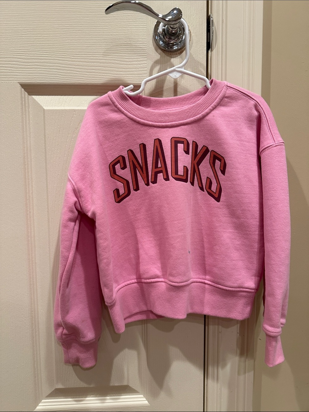 Kids Pink 'SNACKS' Graphic Crewneck Sweatshirt
